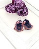 kolczyki soutache Granatowo-różowe kolczyki sutasz - kolekcja Flora 4