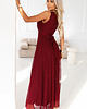 sukienki maxi damskie 656-1 Długa błyszcząca suknia wieczorowa na jedno ramię - burgund 2