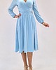 sukienki midi damskie Elegancka kotajlowa  sukienka  midi  błękitna draperia r 36-56 3