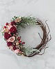 wianki bożonarodzeniowe Asymetryczny wianek brudny róż i bordo (26cm) 1