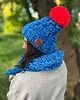 czapki damskie Czapka z wielkim pomponem MERINO 100% ,,Niebieskości" EUFORIA 6