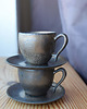 filiżanki Filiżanka ceramiczna espresso Ciemne Złoto i Srebro 5