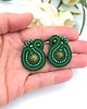 kolczyki soutache Mila kolczyki sutasz sztyfty małe zielone z kulkami unakitu 1