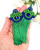 kolczyki soutache Nola kolczyki sutasz z frędzlami kolorowe etniczne chabrowo zielone 1