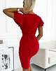 sukienki midi damskie 479-3 NINA sukienka z kopertowym dekoltem, rękawkiem i paskiem - CZERWONA 4