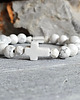 bransoletki z kamieni naturalnych Damska bransoletka z krzyżem / Biały Howlit 2