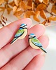 kolczyki z masy plastycznej Kolczyki ptaszki sikorki, biżuteria z sikorką, dla osoby lubiącej naturę 1