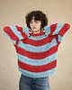 swetry damskie Całoroczny sweter oversize w paski czerwień błękit - bawełna organiczna 6