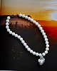 Biżuteria ślubna Choker z onyksa białego i dużej szarej perły barokowej - FULL 1
