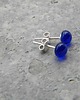 kolczyki wire wrapping Kobaltowe   kropki - sztyfty 2