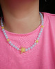 naszyjniki - inne Niebieski naszyjnik choker z koralików pomarańczowa gwiazda 1