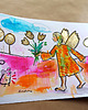 obrazy Aniołek z tulipanami - 24x16 cm unikat 2