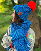 czapki damskie Czapka z wielkim pomponem MERINO 100% ,,Niebieskości" EUFORIA 3