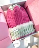 czapki damskie Wełniana czapka Candy handmade ręcznie robiona róż pistacja futerko 2