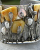 bransoletki wire wrapping Bursztyny mleczne -  bransoleta mankiet CUFF 2