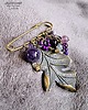 broszki Broszka niezwykła na agrafce w stylu Boho handmade ametystowo-złota dla babci 4