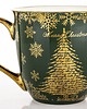 dekoracje świąteczne Kubek porcelanowy 11x15x11,5 cm CONIFERE 560 ml zielony 3