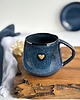 kubki Filiżanka beczułka ręcznie robiona z sercem 320 ml - Granatowa 4