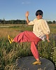 spodnie materiałowe damskie Balloon pants Szachownica 1