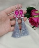 kolczyki soutache Kolczyki z chwostami, różowe chwosty, srebrne fuksja klipsy 1