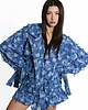 kurtki damskie Marynarka z obniżoną talią patchwork denim 2