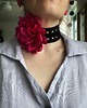 chokery Czarny koronkowy retro naszyjnik z piękną bordową różą 5