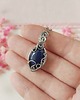wisiory Naszyjnik Lapis Lazuli stal chirurgiczna wisiorek handmade wirewrapping 4