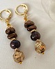 kolczyki pozłacane Pozłacane kolczyki wiszące - czarna perła, kamień lawowy, hematyt, 1