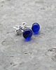 kolczyki wire wrapping Kobaltowe   kropki - sztyfty 1