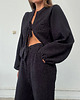 spodnie materiałowe damskie Spodnie Blush black boucl 5