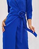sukienki midi damskie Elegancka chabrowa   Kopertowa sukienka z różą 34-50 1