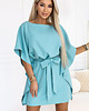 sukienki midi damskie 287-40 SOFIA Sukienka motyl z wiązaniem w pasie - pastelowy turkus - 2XL/3XL 1