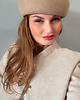 czapki damskie Toczek beret wełniany / fascynator beżowy 2