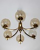 lampy wiszące Żyrandol vintage lata 70. Mosiądz, aluminium i szkło 6x E14 3