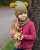 czapki dziecięce Czapka zimowa  z kominem -oliwka -pompony 1