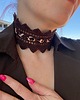 chokery Czekoladowy brązowy koronkowy choker szydełkowy z pazurem 4