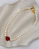 bransoletki z kamieni naturalnych Choker z dużych naturalnych Pereł i Bordowego Mokaitu 4