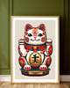 grafiki i ilustracje PLAKAT z kotem na szczęście , maneki neko grafika, japońska ilustracja 3