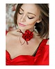chokery Czerwony choker z jedwabiu 4