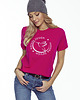 t-shirt damskie T-SHIRT RÓŻOWY BASIC z nadrukiem Koliber magenta 1