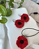 komplet biżuterii Zestaw Kolczyki i naszyjnik (choker) maki z gliny polimerowej. Handmade 3