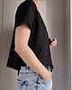 t-shirt damskie Asymetryczna bluzka bok czarna 1