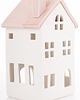 dekoracje świetlne Ceramiczny domek na tea-lighty 19x10,5 cm z różowym dachem 2