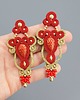 kolczyki soutache Vintage złoto czerwone ażurowe długie kolczyki sutasz 3