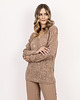 swetry damskie  Sweter ażurowy warkocze - SWE342 mocca MKM 2
