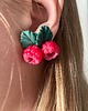 kolczyki z masy plastycznej Kolczyki z maliną. Polimerowa glina. Handmade Polska 1