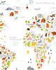 obrazy i plakaty do pokoju dziecięcego Plakat Mapa Świata ze zwierzętami 1