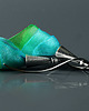 kolczyki wire wrapping Srebrne kolczyki turkusowo zielone kwiaty 1