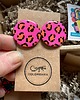 kolczyki drewniane Neon Pink Leopards duże wyraziste kolczyki panterka 4