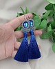 kolczyki soutache Kolczyki z chwostami kobaltowe, niebieskie szare chwosty, długie klipsy 2